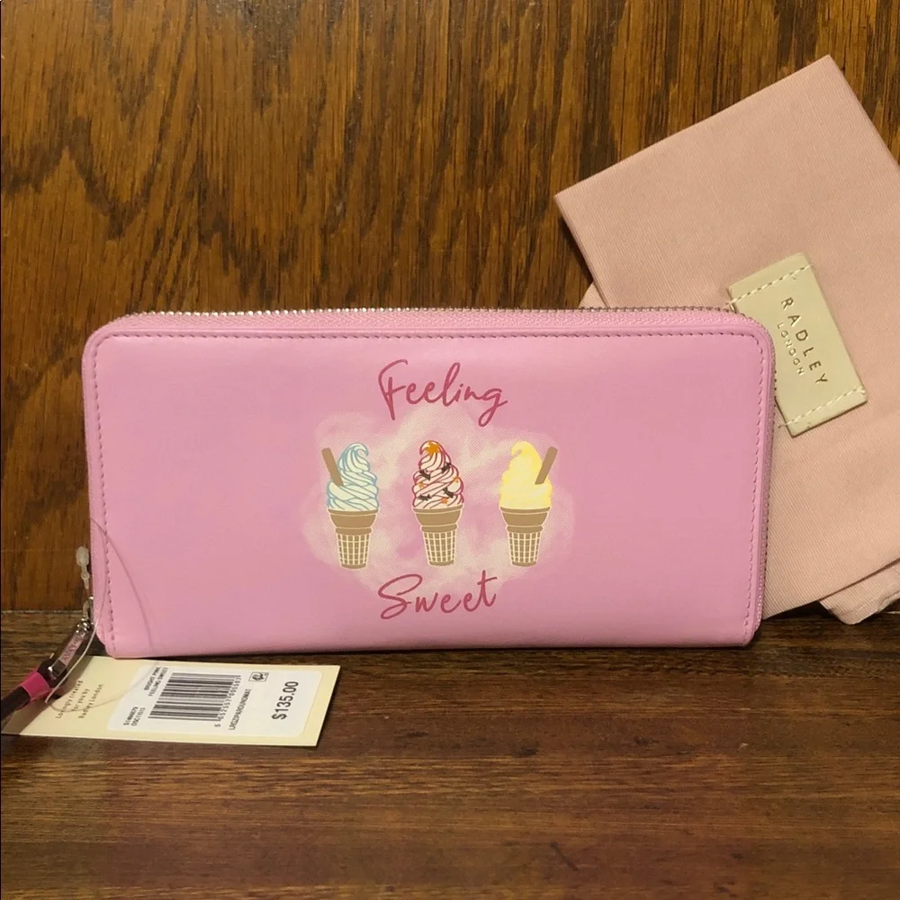 NWT-Radley London-Feeling Sweet-Ice Cream🍦Lg Zip Around Wallet-Sugar Pink-$135 - Picture 1 of 12